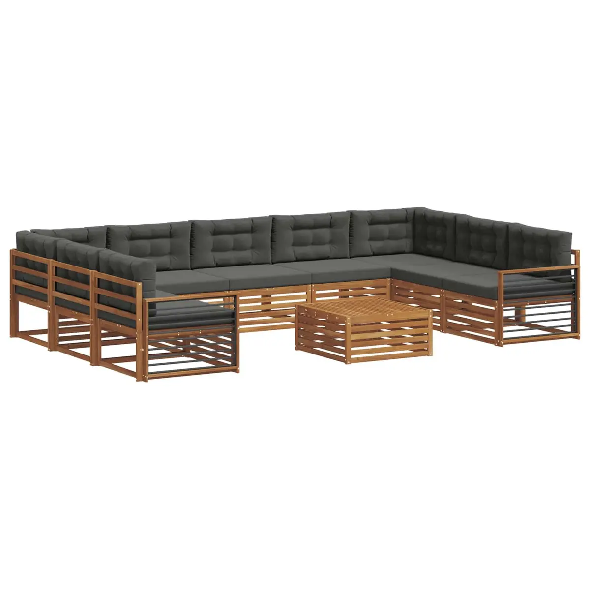 Outdoor Sofa Set 10 Pieces Natural Anthracite Acacia Wood Garden Furniture