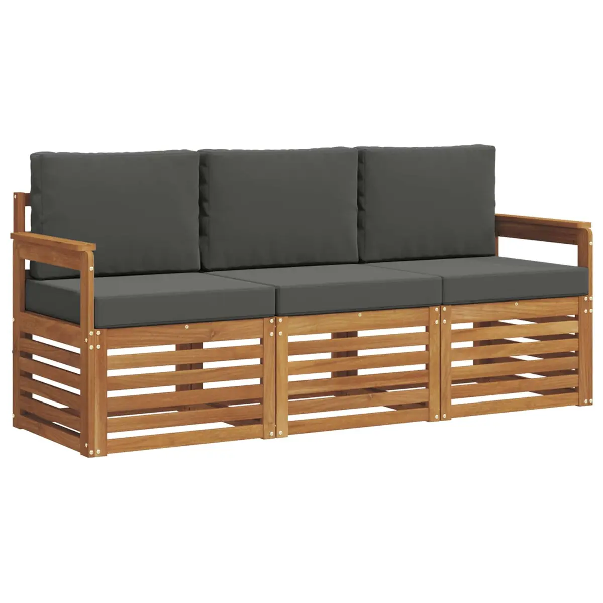 Outdoor Sectional Sofa Set Modular Seating 3 Piece Natural Anthracite