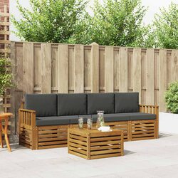Comfortable 5-Piece Outdoor Sofa Set in Natural Acacia