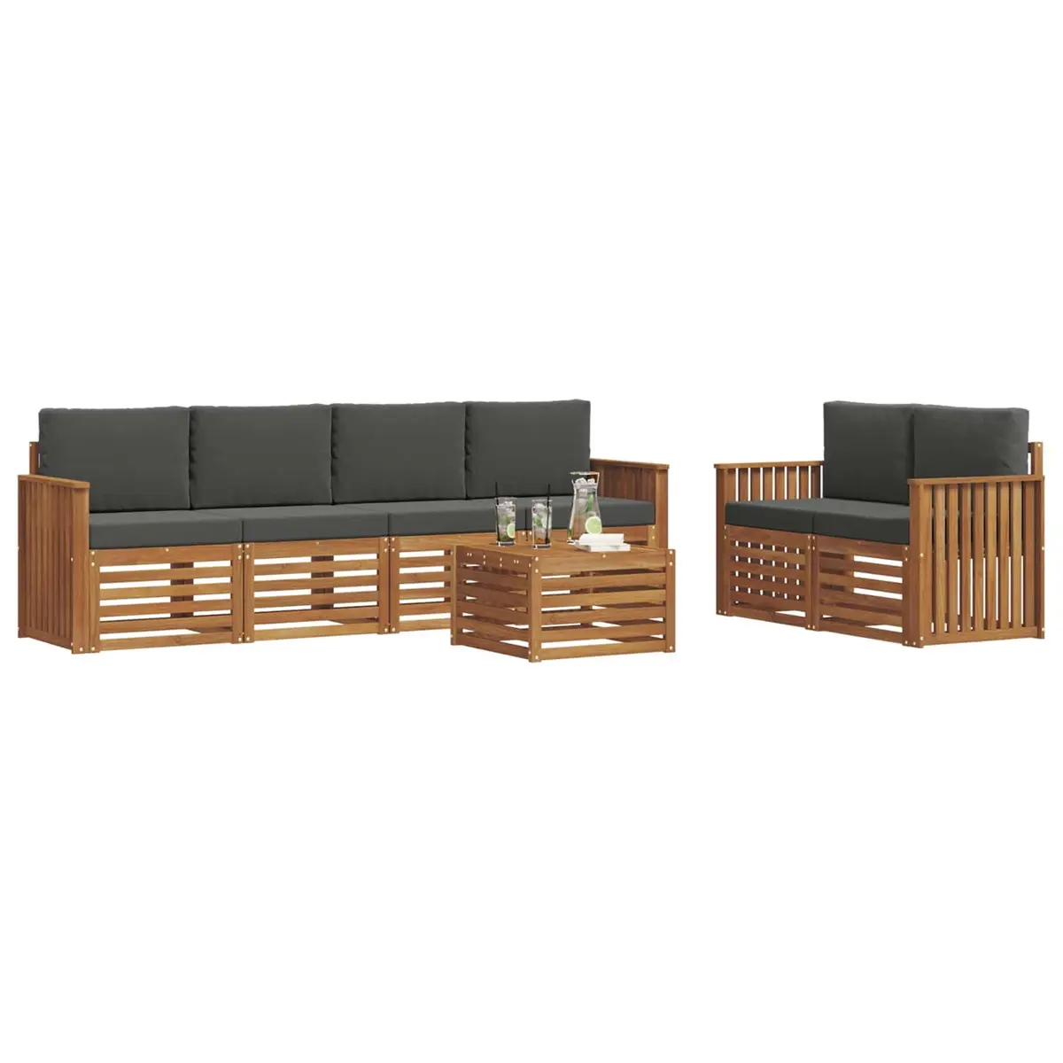 Outdoor Sofa Set 7 Pieces Garden Furniture Patio Lounge Acacia Wood Natural