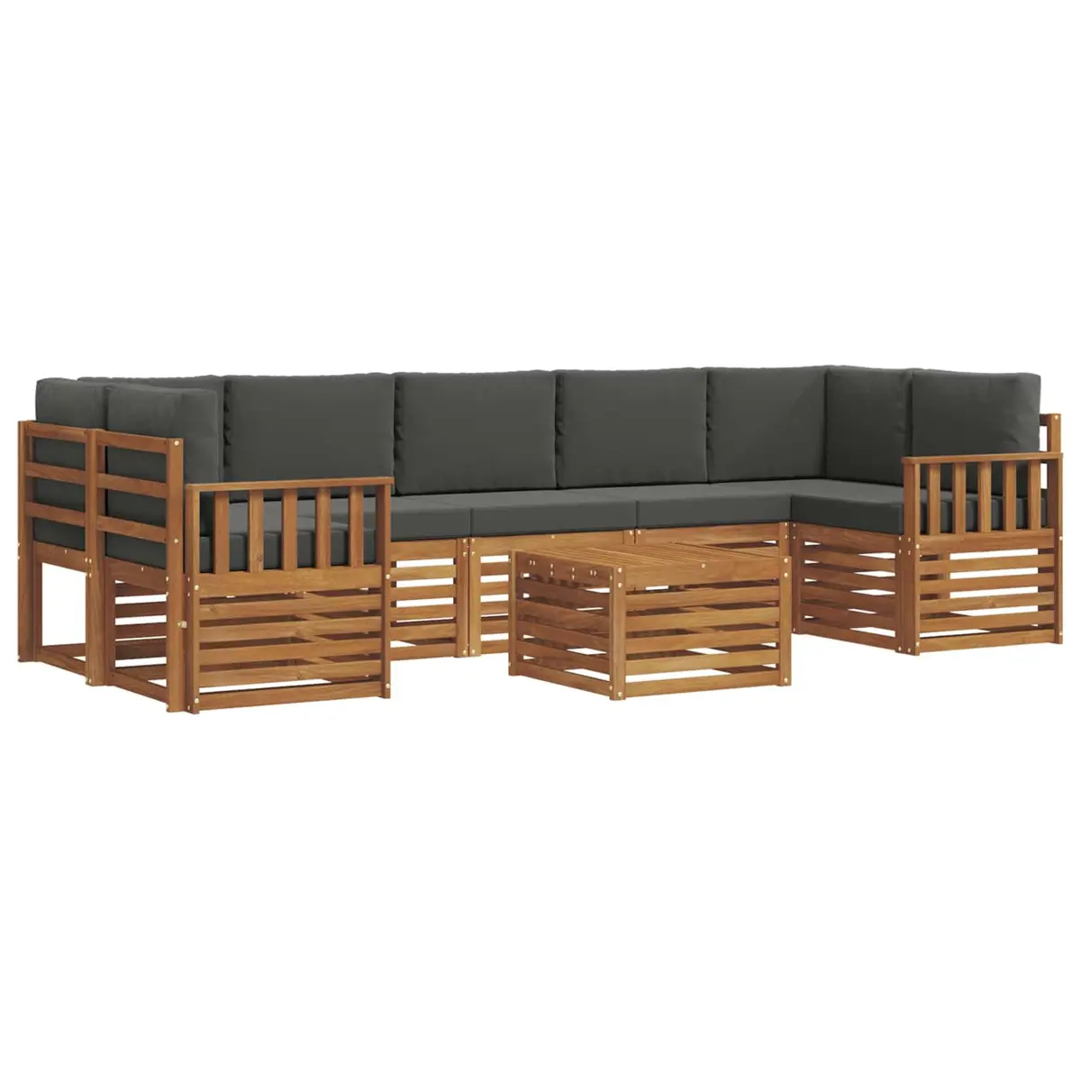 Outdoor Sofa Set 8 Pieces Garden Furniture Natural Anthracite Patio Lounge