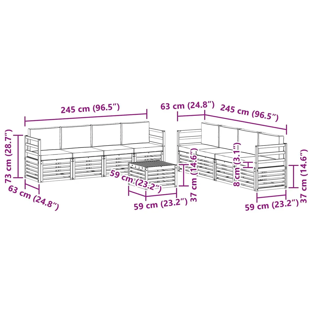 Outdoor Sofa Set 9 Piece Garden Furniture Lounge Patio Seating Brown Acacia Wood
