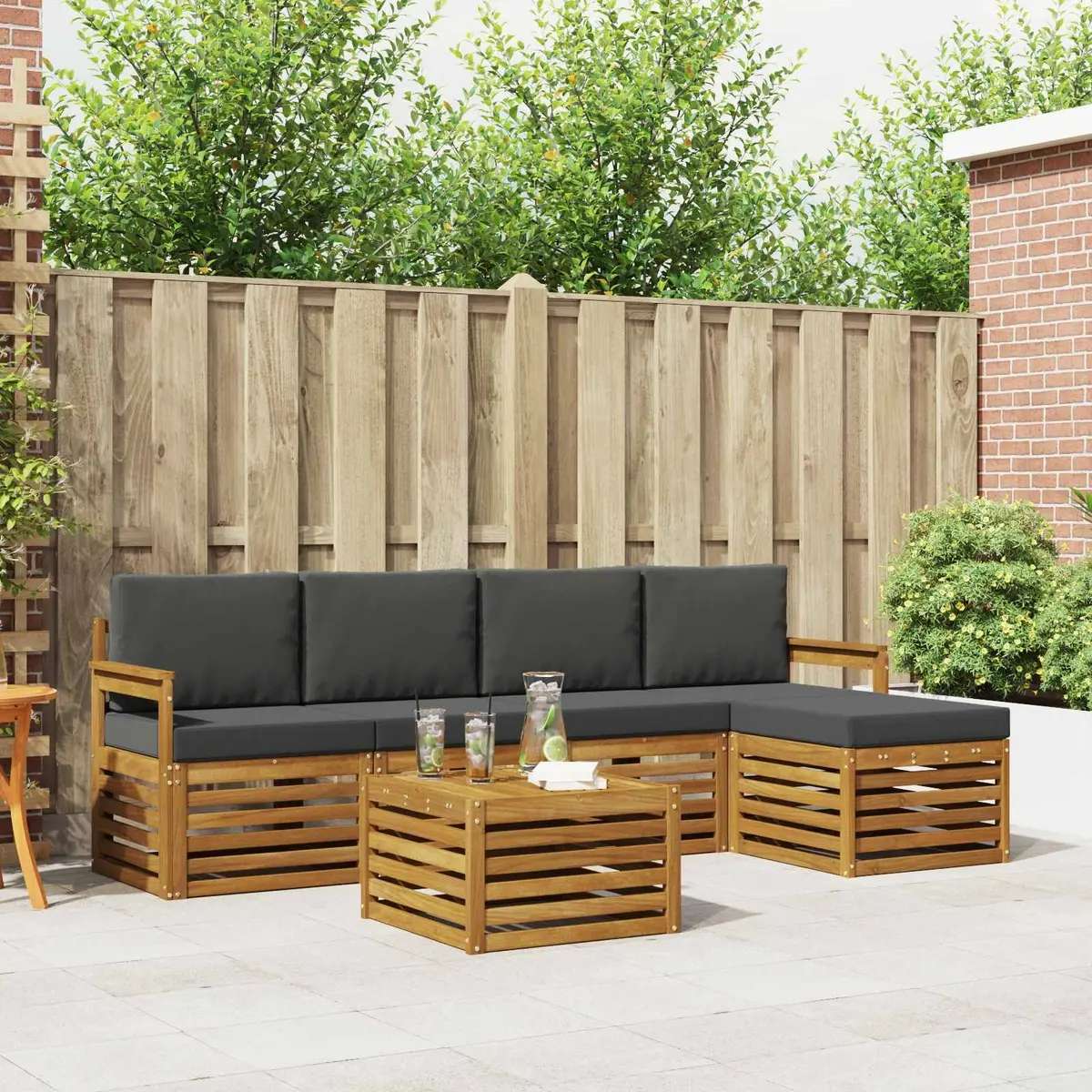 Outdoor Sofa Set Modular Lounge 6 Piece Natural