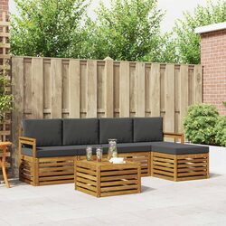 Outdoor Sofa Set 6 pcs Garden Furniture Modular Lounge with Cushions Natural