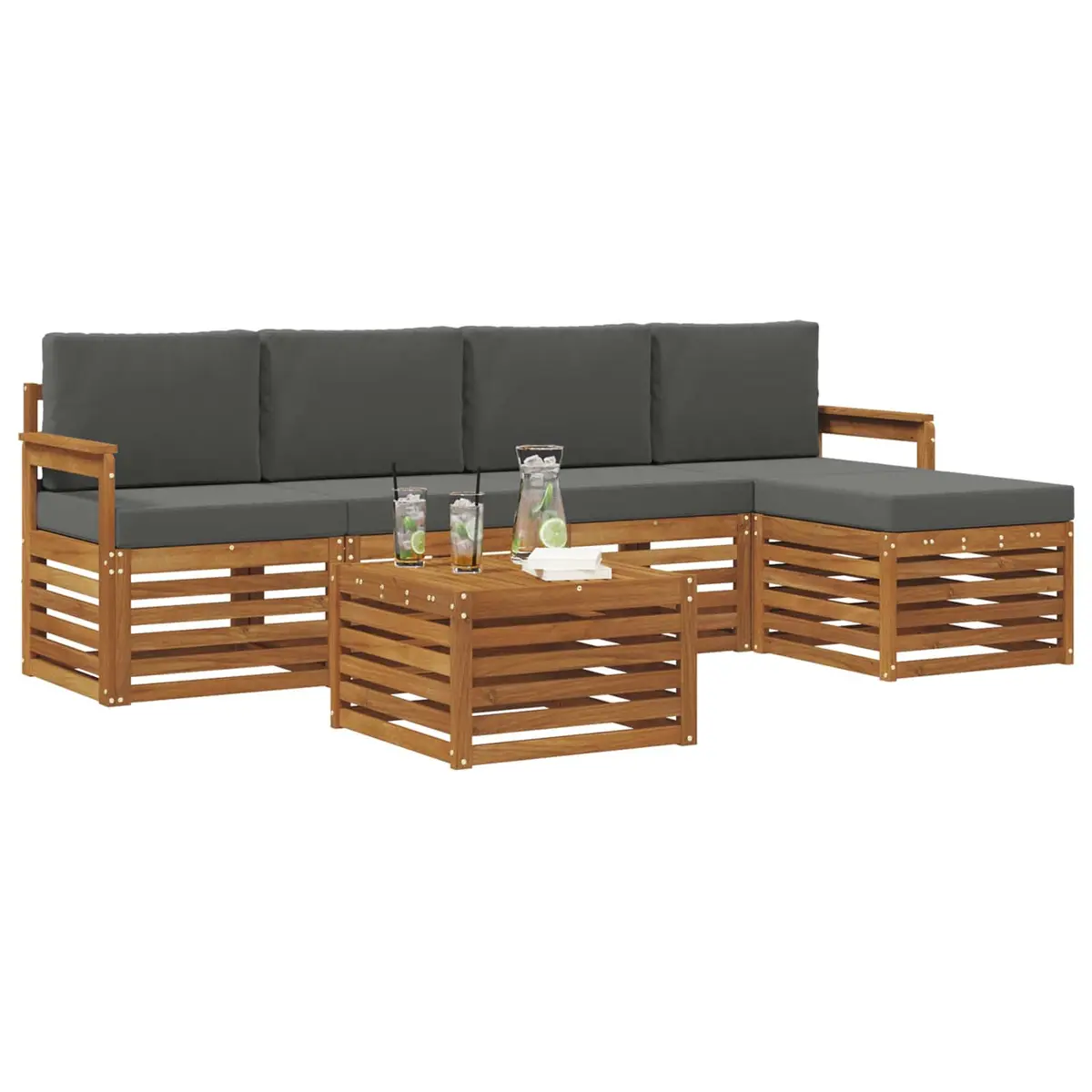 Outdoor Sofa Set Modular Lounge 6 Piece Natural