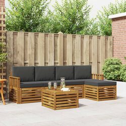 6 Piece Outdoor Sofa Set with Durable Acacia Wood