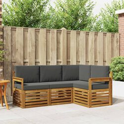 Outdoor Sofa Sets 4 Pieces Natural Anthracite Solid Wood Garden Furniture Patio