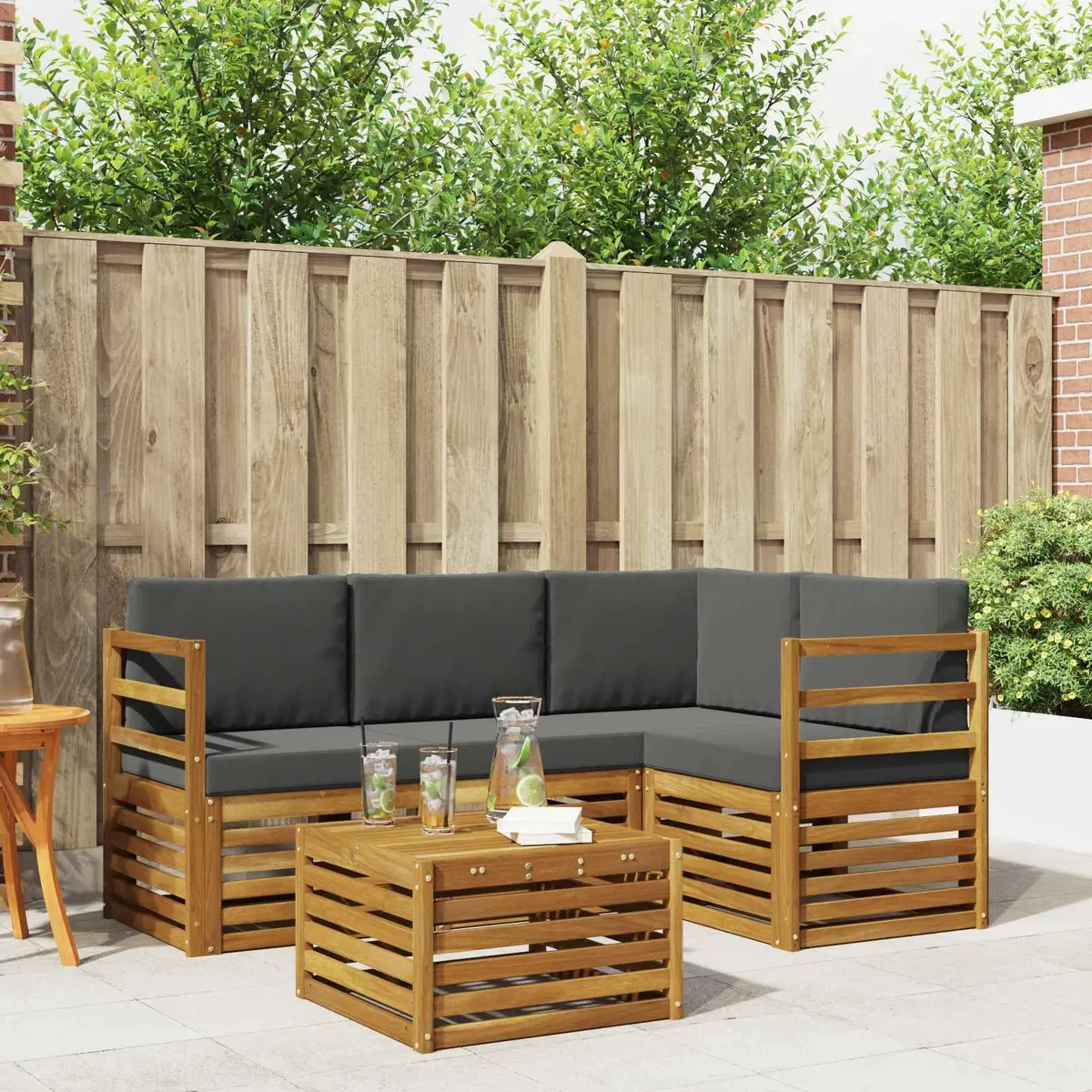 Outdoor Sectional Sofa Set Modular Garden Patio Furniture 5 Pieces Natural