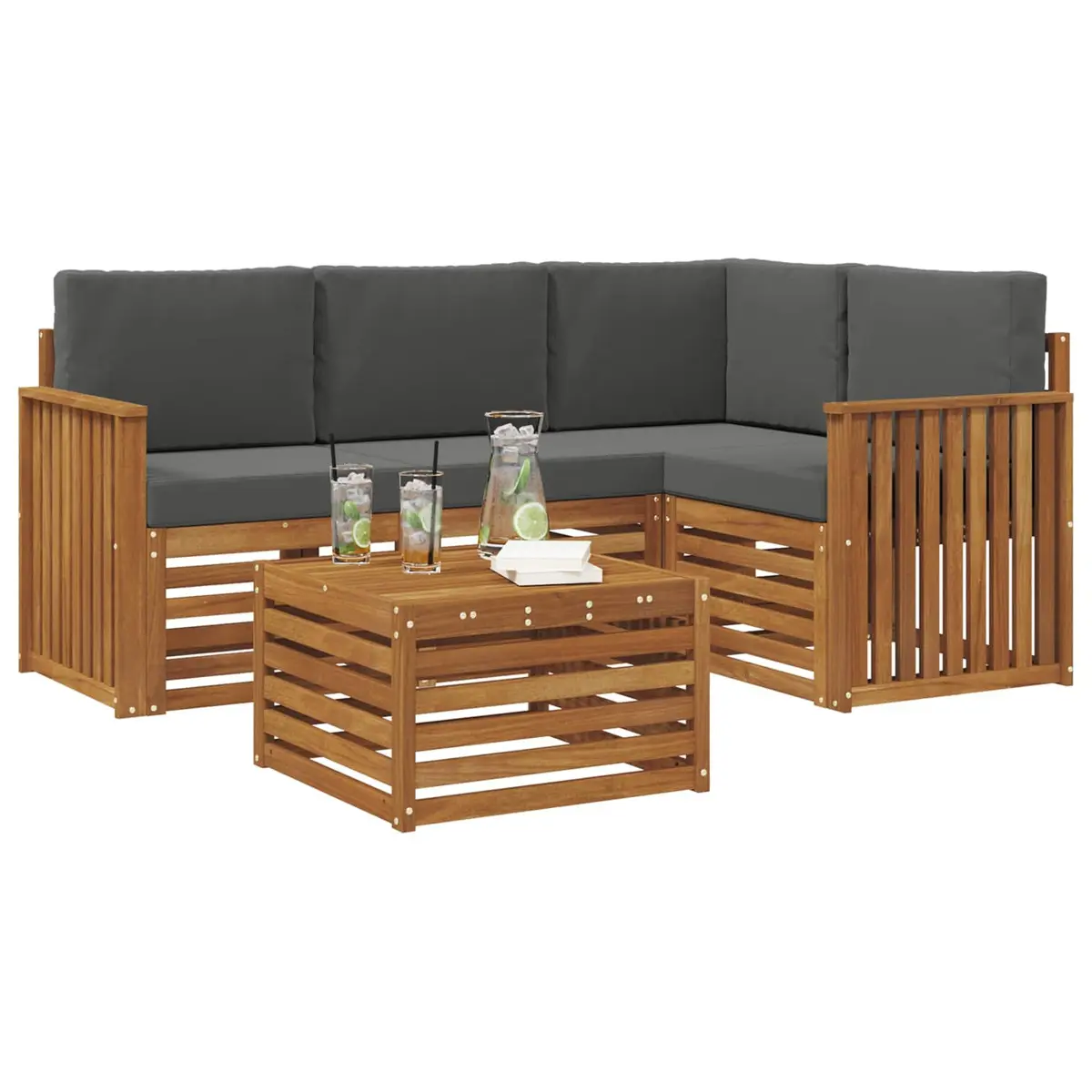 Outdoor Sectional Sofa Set 5 pcs Modular Garden Patio Furniture with Cushions