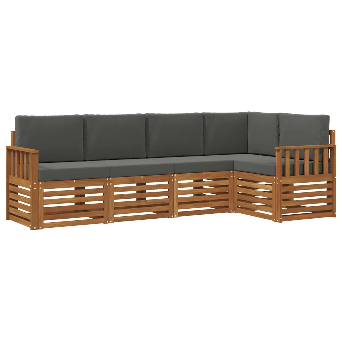 Modular Sectional Sofa Set 5 Pcs Outdoor Garden Furniture Natural Anthracite