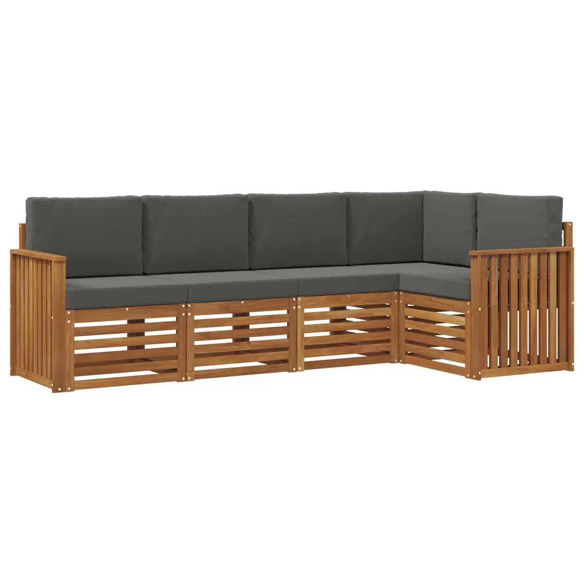 Sectional Sofa Set Outdoor Garden Furniture 5 Pieces Natural Anthracite Modular