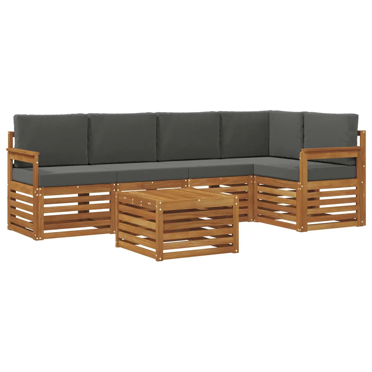 Outdoor Sectional Sofa Set 6 pcs Garden Furniture Natural Anthracite Modular