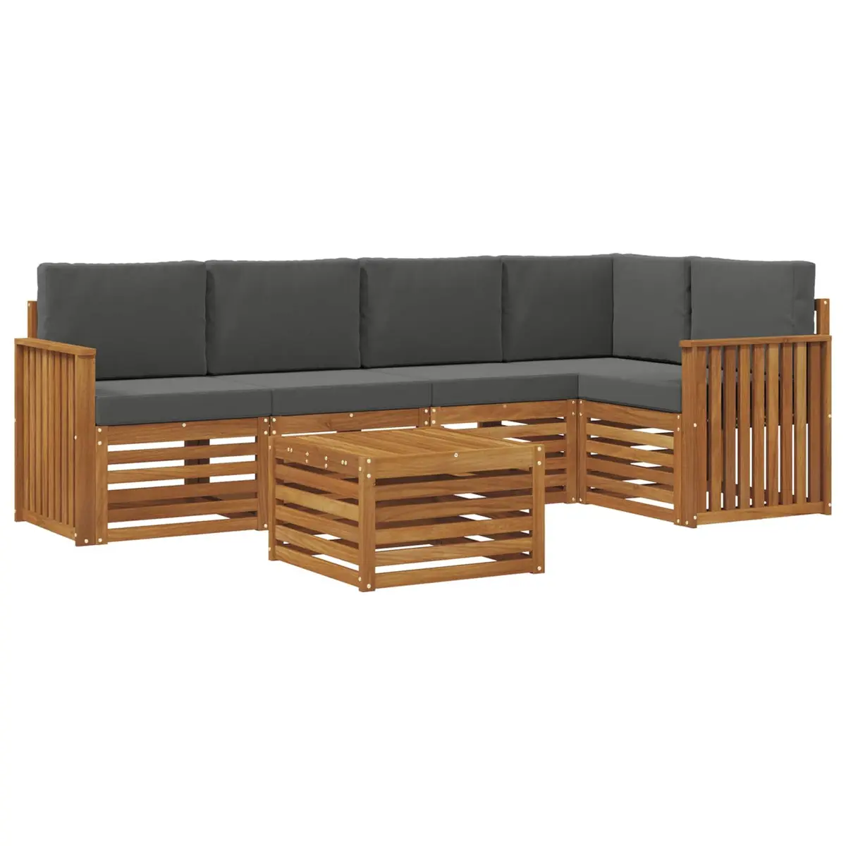 Modular Sectional Sofa Set Outdoor Garden Furniture 6 Piece Natural Anthracite