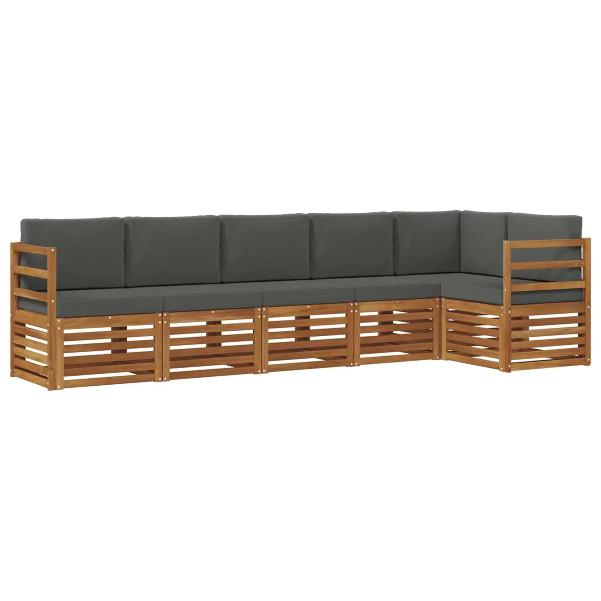 Sectional Sofa Set Outdoor Garden Furniture 6 Piece Natural Anthracite Modular