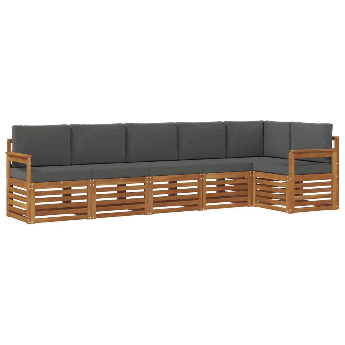 Sectional Sofa Set 6 Piece Outdoor Garden Furniture Natural Anthracite