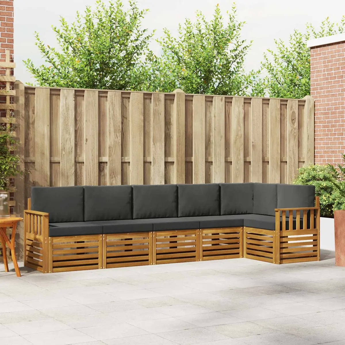 Sectional Sofa Set Outdoor Garden Patio Furniture 6 Pieces Natural Anthracite