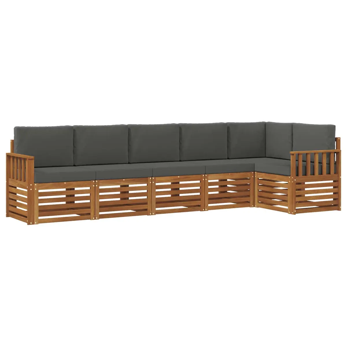 Sectional Sofa Set Outdoor Garden Patio Furniture 6 Pieces Natural Anthracite