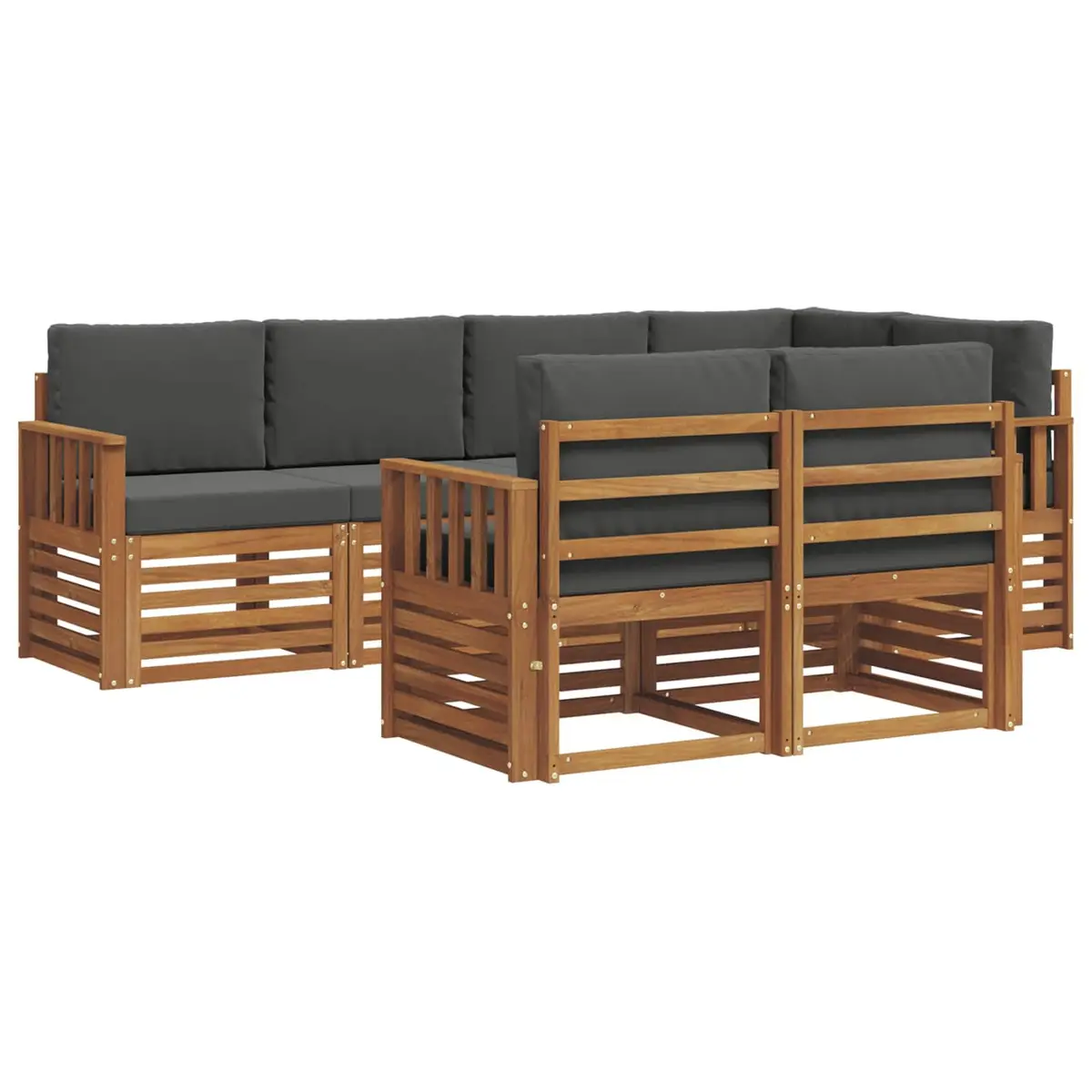 Sectional Sofa Set Outdoor Garden Furniture 7 Piece Natural Anthracite Modular