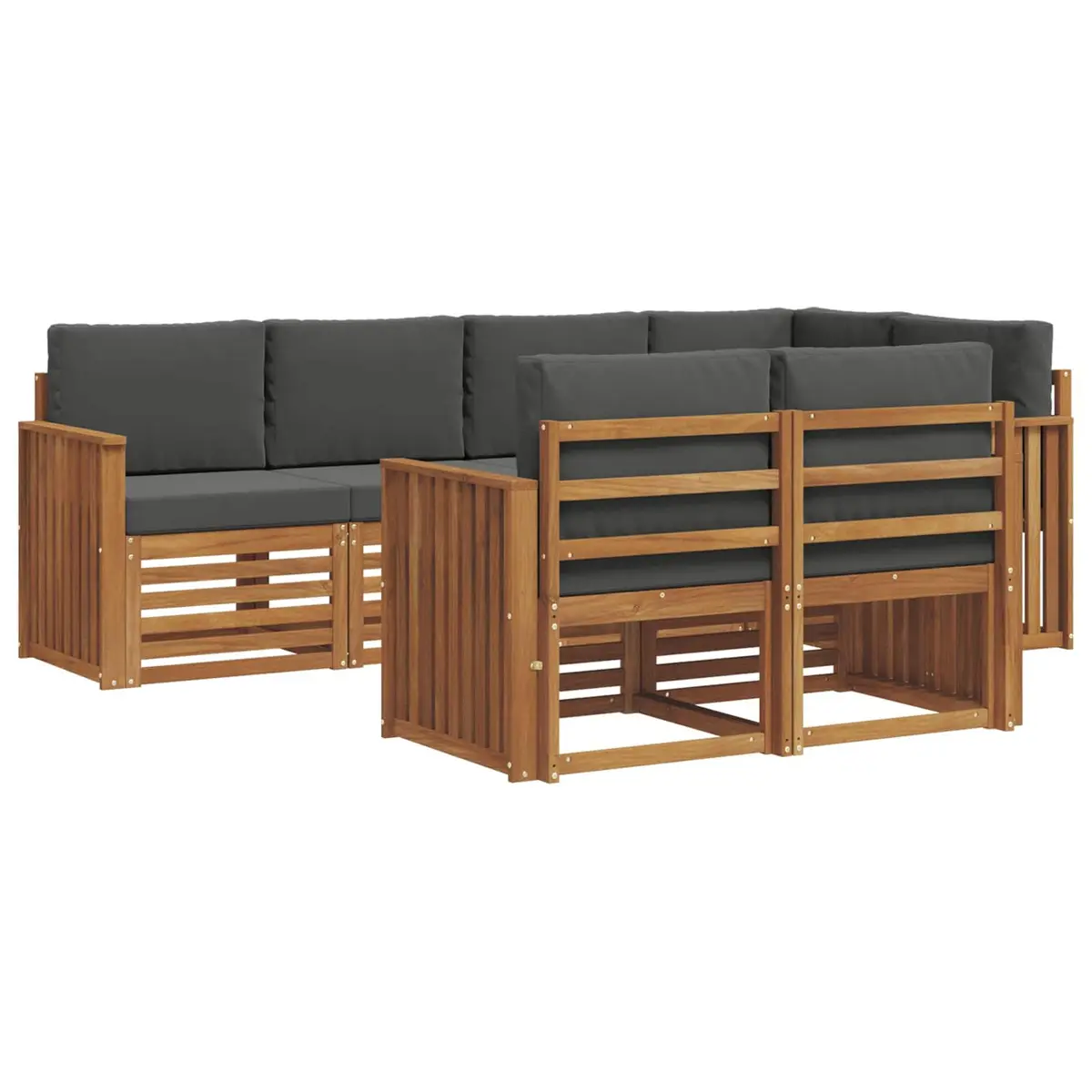 Outdoor Sectional Sofa Set 7 Piece Natural Anthracite Garden Furniture