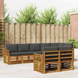 Outdoor Sofa Set 8 Pieces Natural Anthracite Wood Garden Furniture Modular