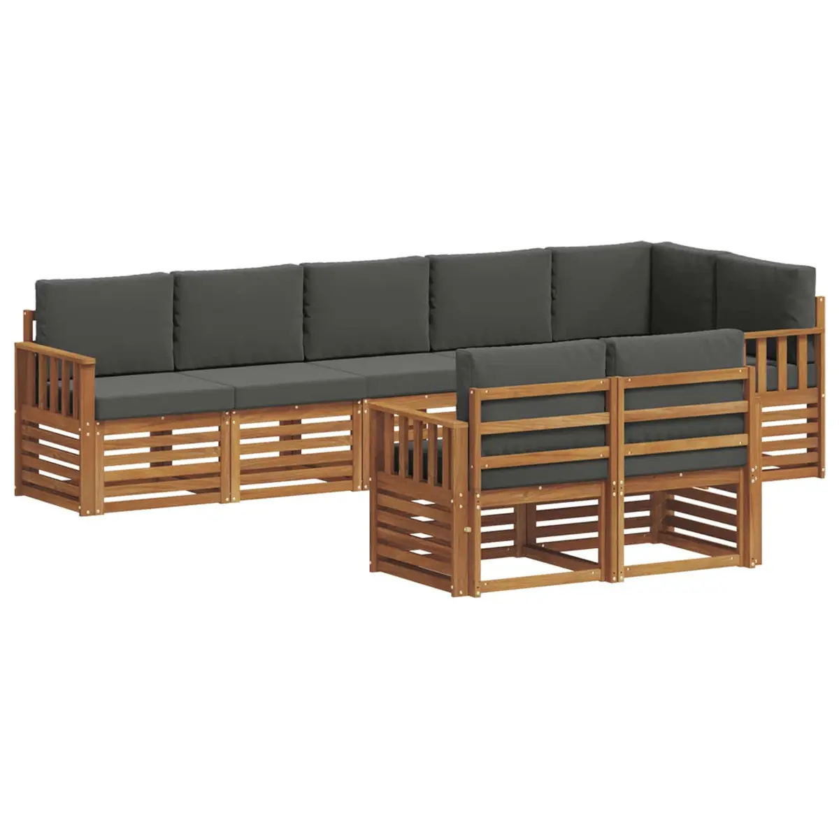 Outdoor Sofa Set 8 Pieces Natural Anthracite Wood Garden Furniture Modular