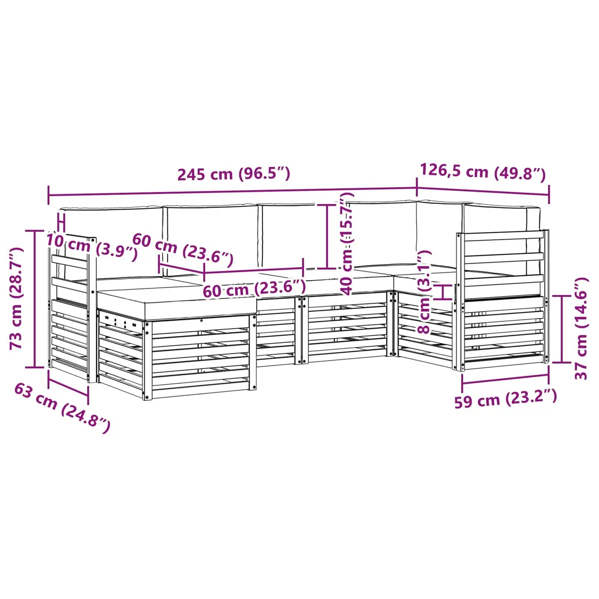 6-Piece Outdoor Sectional Sofa Set
