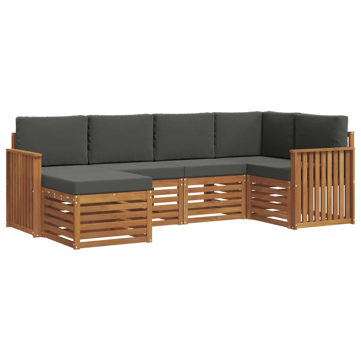 Sectional Sofa Set 6 Pieces Outdoor Garden Furniture Natural Anthracite Modular
