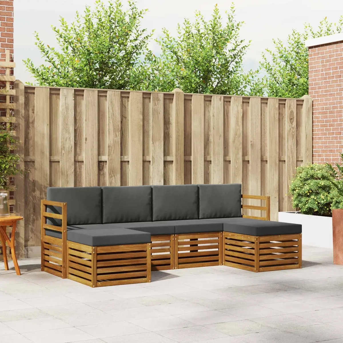Outdoor Sofa Set 6 Piece Solid Acacia Wood Garden Patio Furniture Natural Brown
