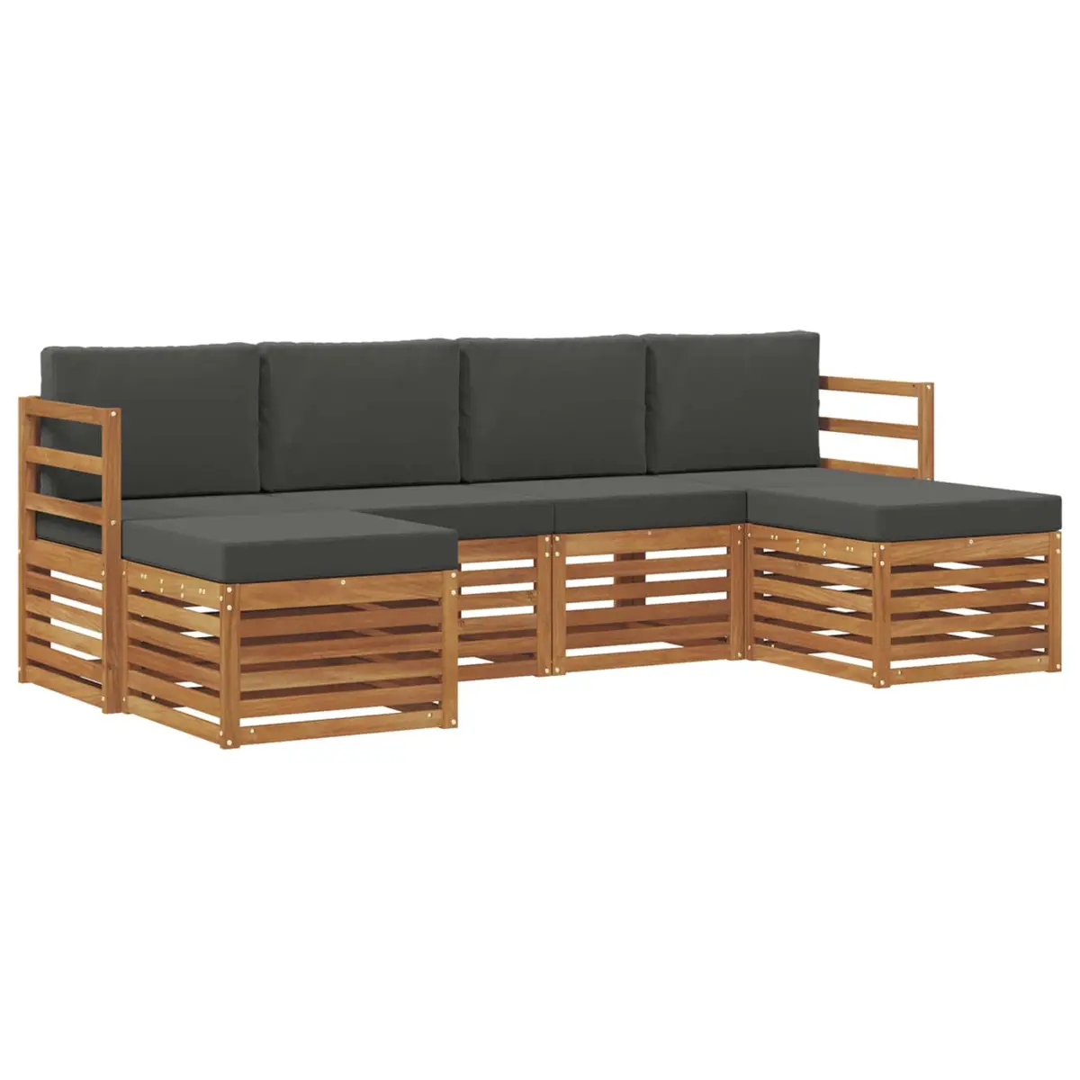 Outdoor Sofa Set 6 Piece Solid Acacia Wood Garden Patio Furniture Natural Brown