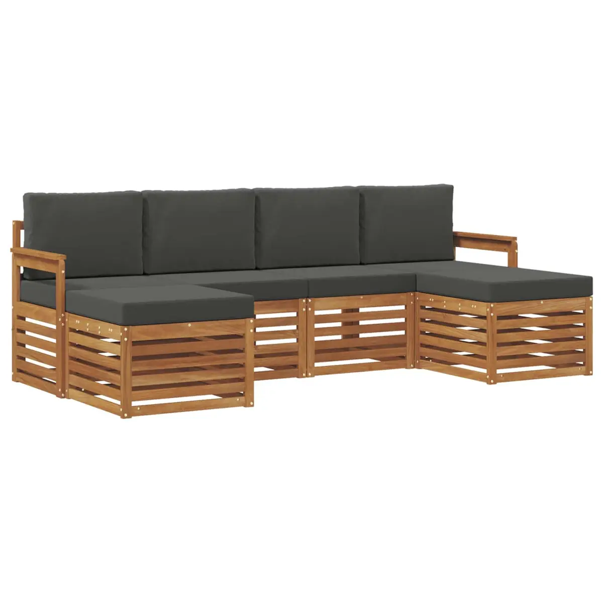 Outdoor Sofa Set 6 Pieces Garden Patio Furniture Solid Acacia Wood Natural