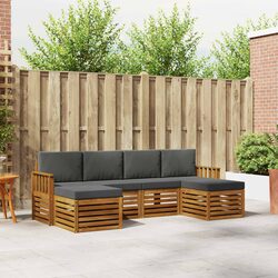 Outdoor Sofa Set 6 Piece Modular Garden Patio Furniture Acacia Wood Brown