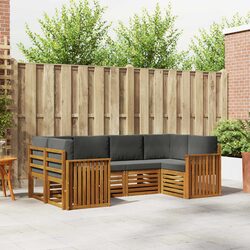 6-Piece Brown Modular Outdoor Sofa Set for Comfort