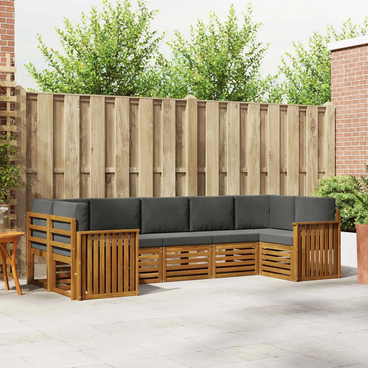 Outdoor Sectional Sofa Set 7 Pieces Modular Garden Patio Furniture Brown Natural