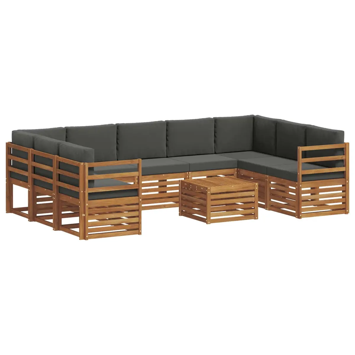 10 Piece Outdoor Sofa Set Garden Furniture Modular Natural Acacia Brown