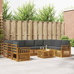 Stylish Acacia Wood Outdoor Sofa Set: 10 Pieces