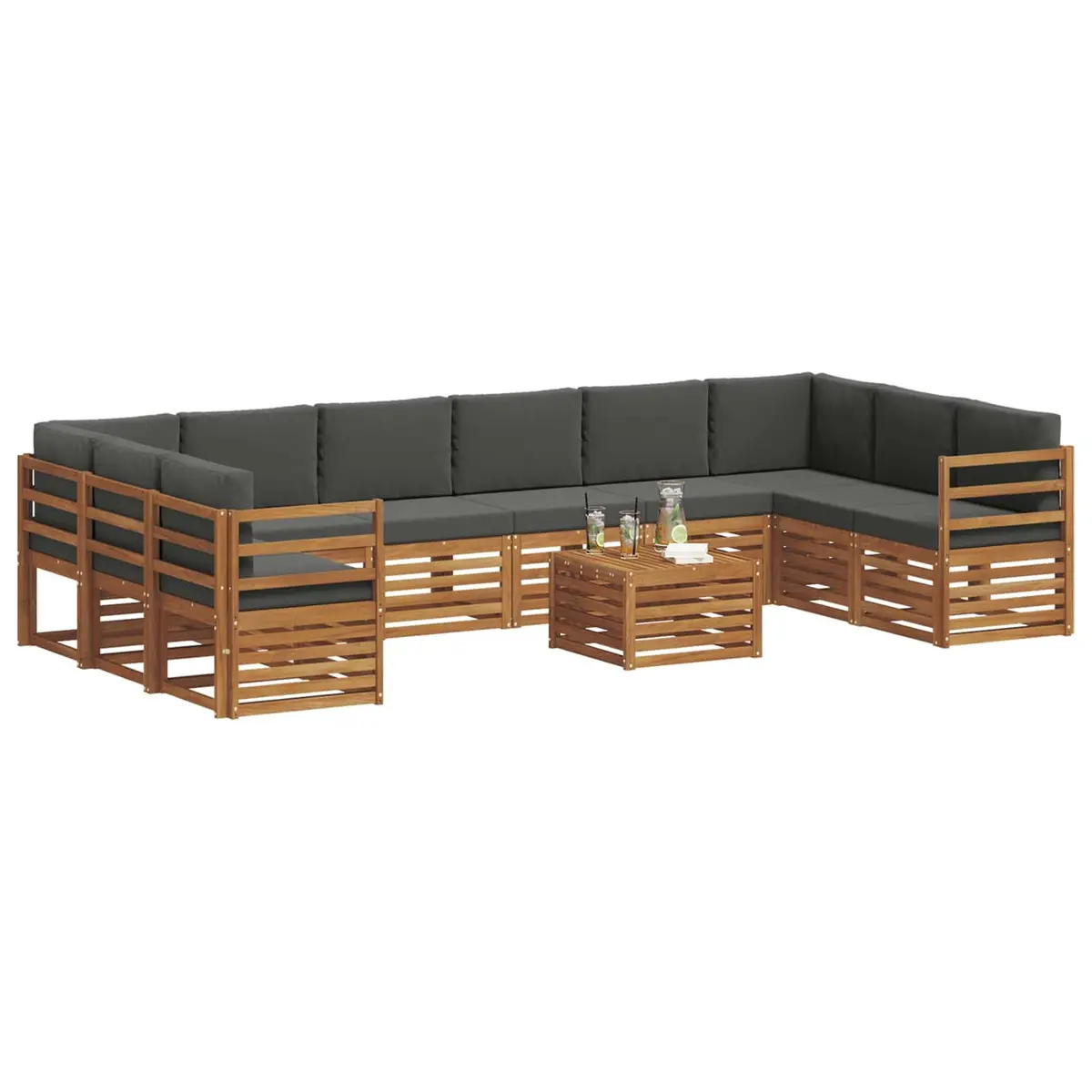 Outdoor Sofa Set Modular Lounge Seating 11 Piece Brown