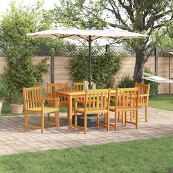 Durable 7-Piece Garden Dining Set in Brown Wood
