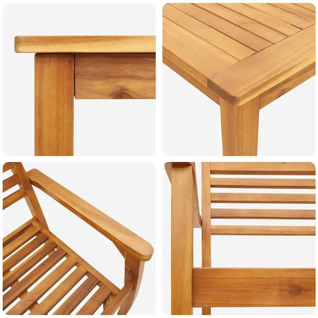 Garden Dining Set 5 Pieces Outdoor Furniture Brown Acacia Wood