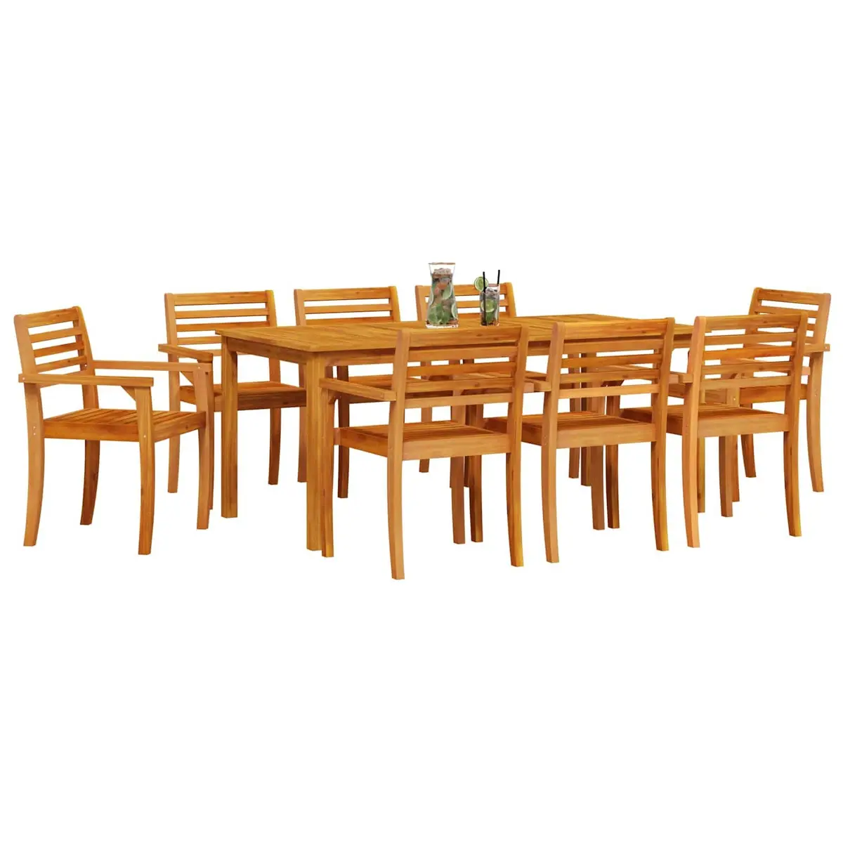 9-Piece Garden Dining Set in Solid Acacia Wood