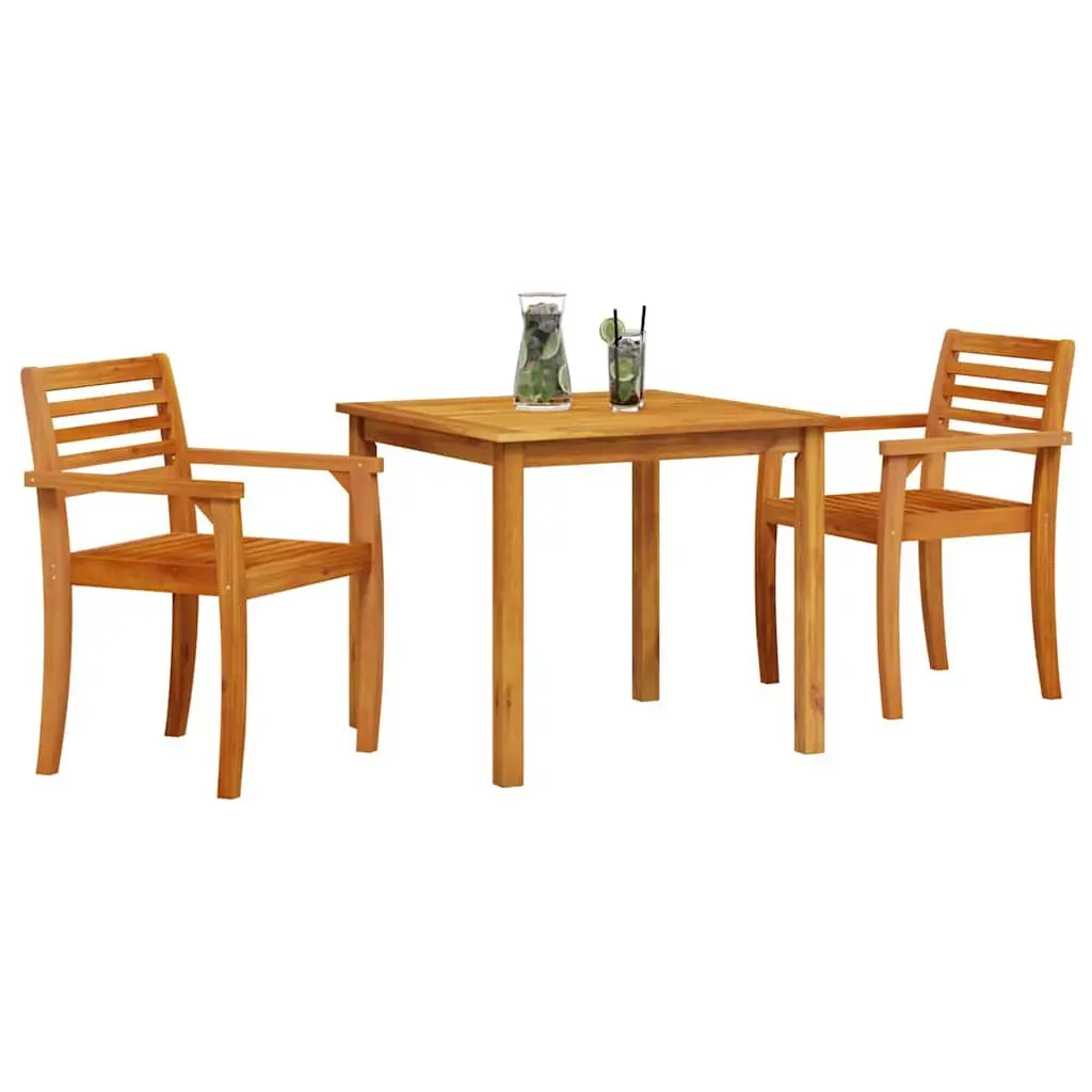 Outdoor Dining Set 3 Piece Garden Furniture Brown Acacia Wood Rustic