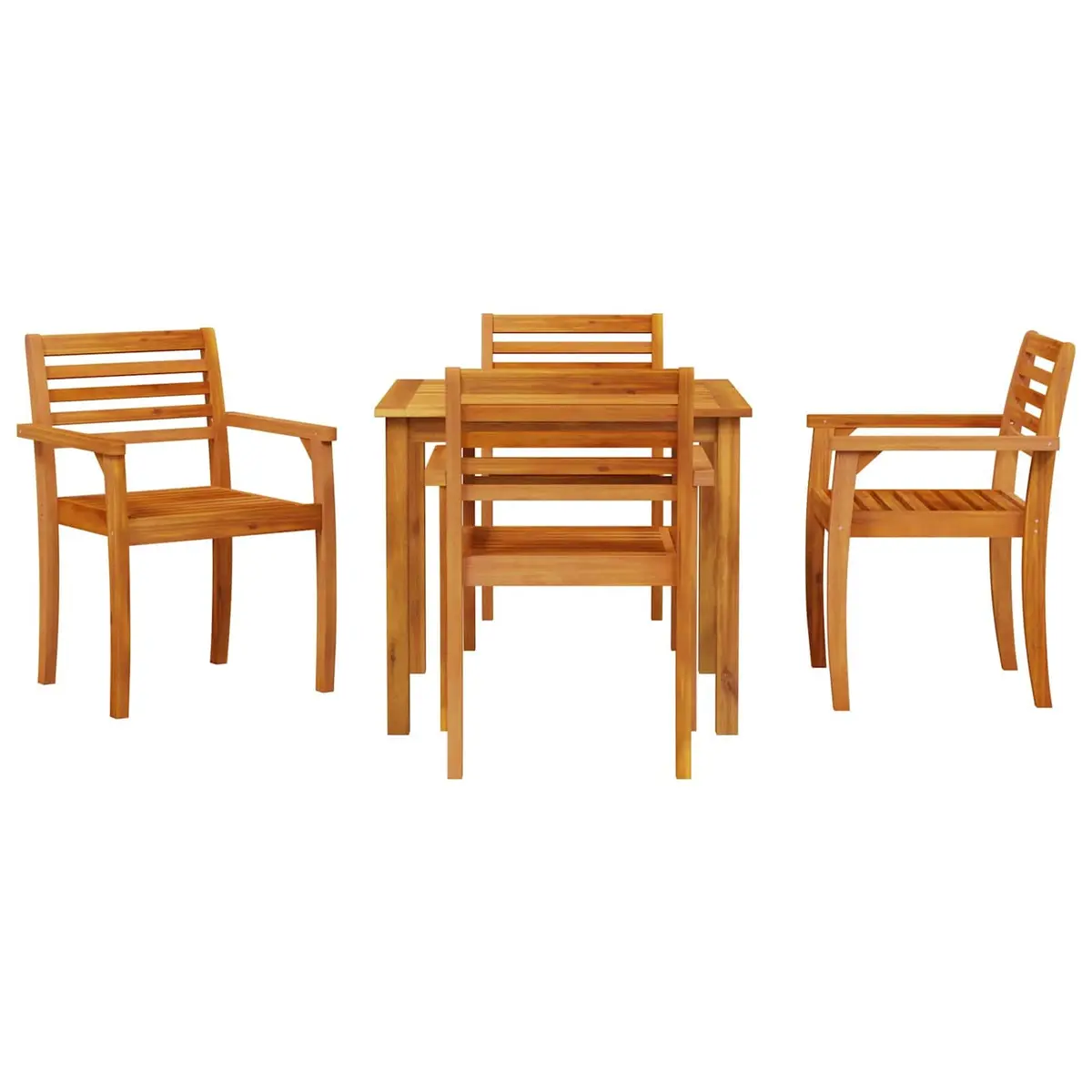 Garden Dining Set 5 Pieces Outdoor Furniture Brown Solid Acacia Wood Patio
