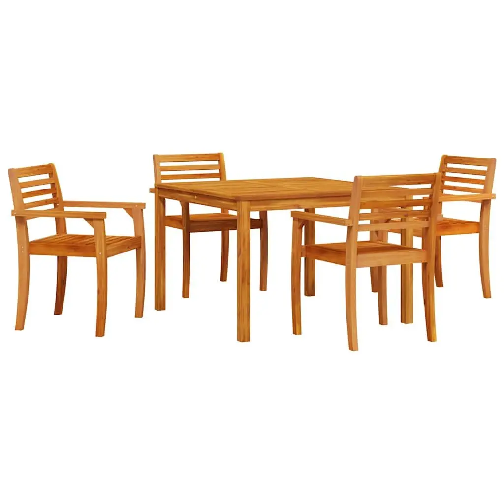 Garden Dining Set 5 Piece Brown Acacia Wood Outdoor Furniture Patio Table Chair
