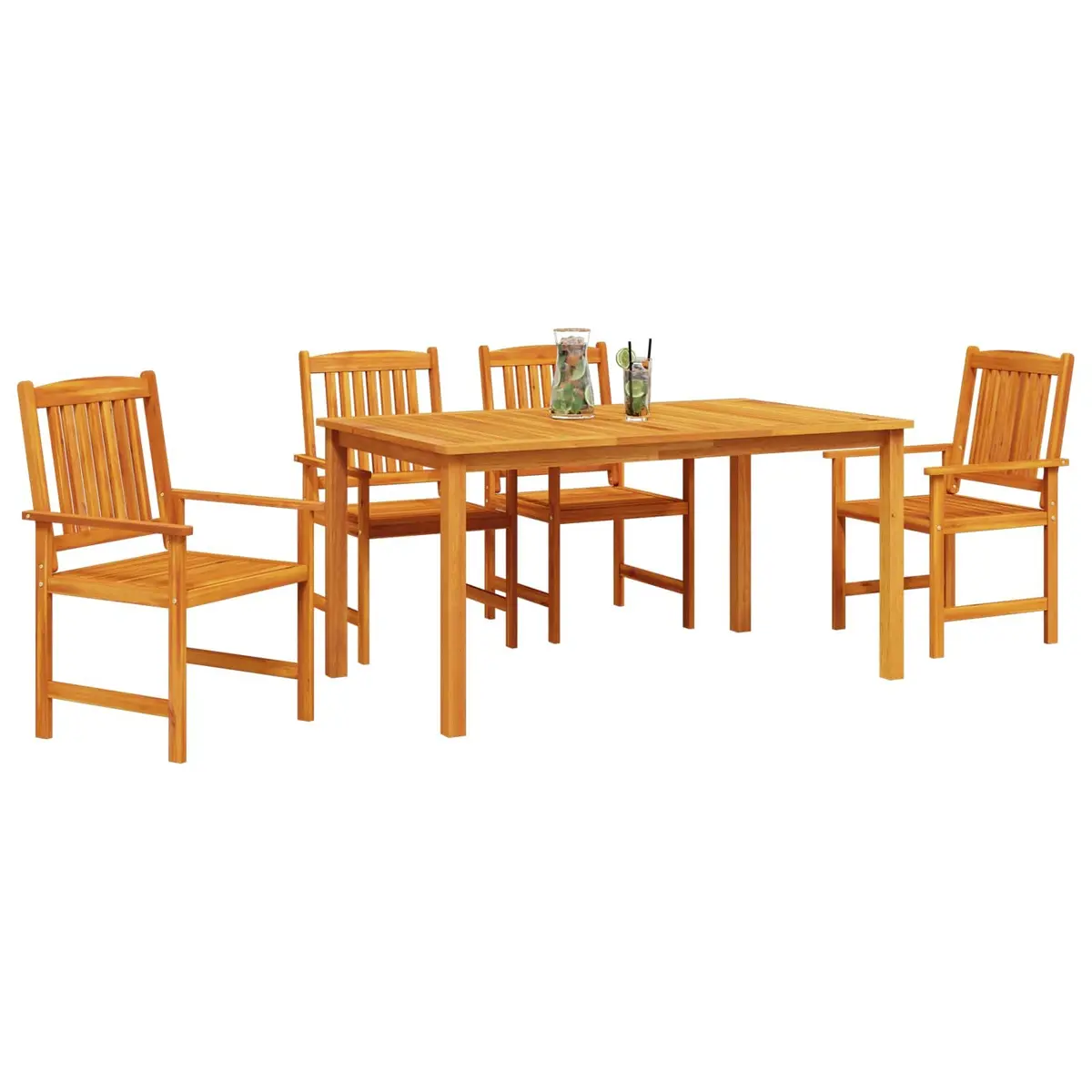 Garden Dining Set 5 Pieces Outdoor Table Chairs Brown Solid Acacia Wood