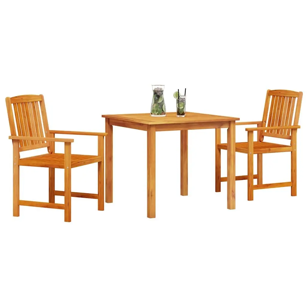 Garden Dining Set 3 Pcs Outdoor Furniture Acacia Wood Table Chairs Brown