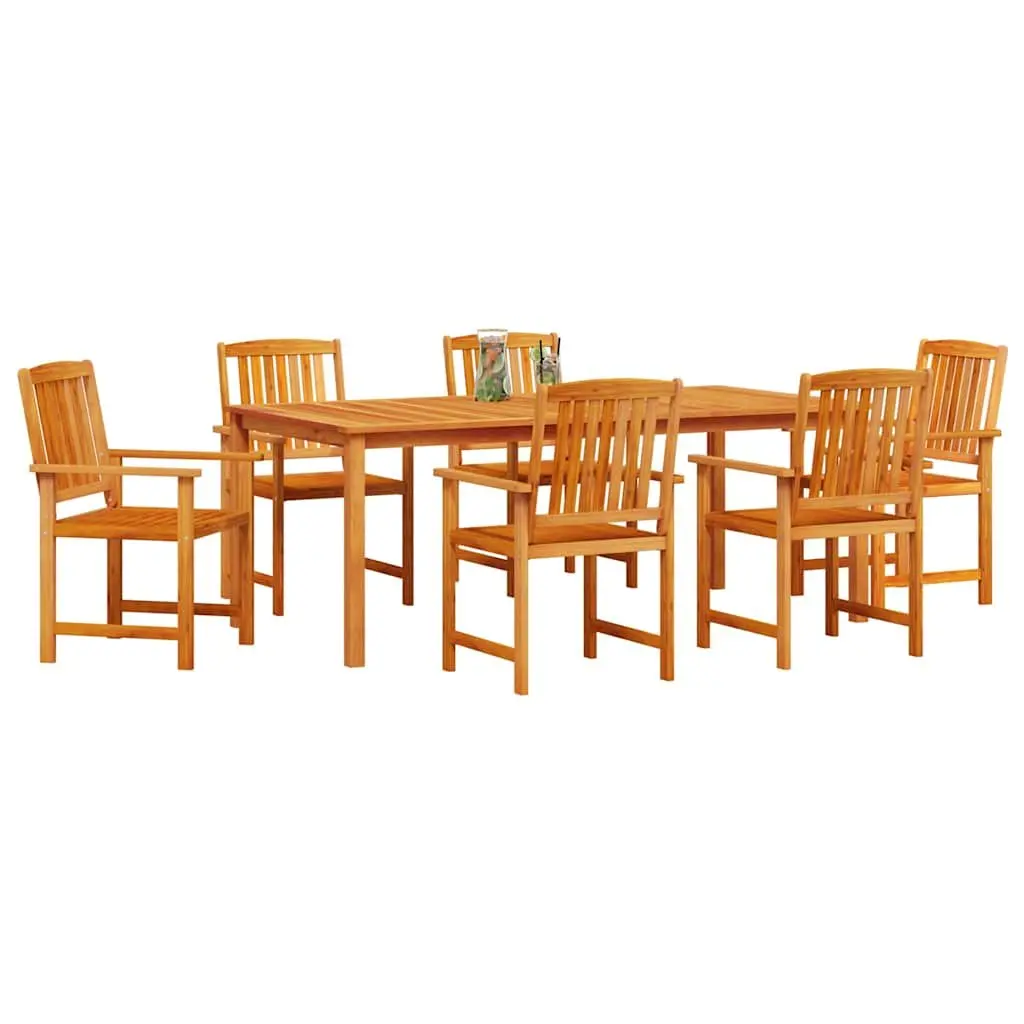 Garden Dining Set 7 Piece Outdoor Furniture Solid Acacia Wood Table and Chairs Brown