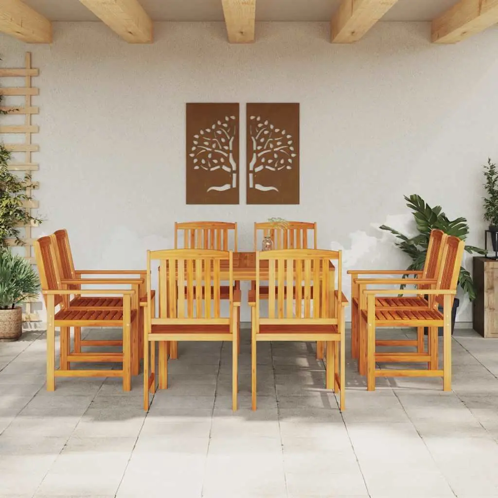 9-Piece Garden Dining Set in Solid Acacia Wood