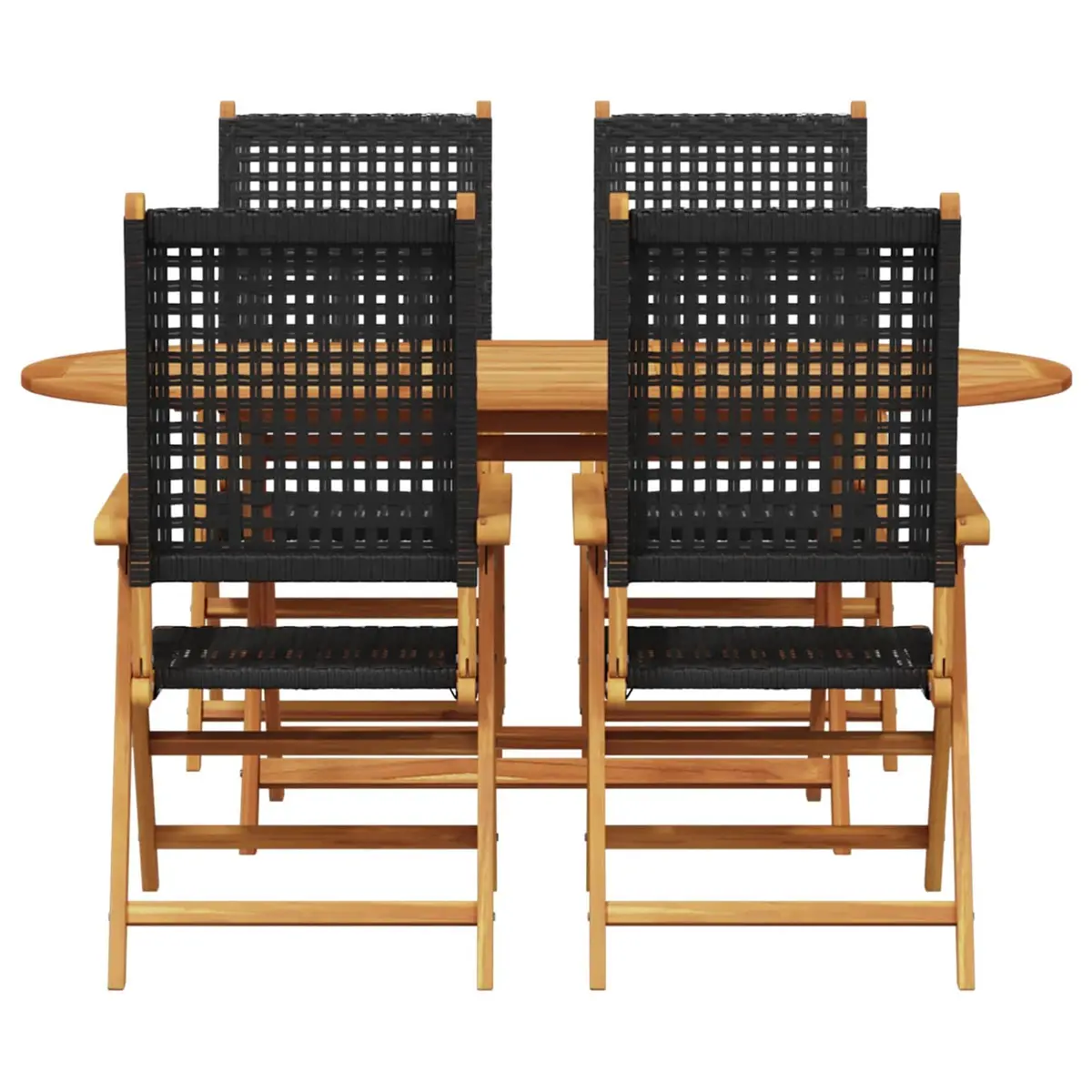 Garden Dining Set Folding Outdoor Furniture 5 Piece Black Acacia Wood