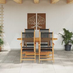 Durable 5-Piece Garden Dining Set in Black Acacia