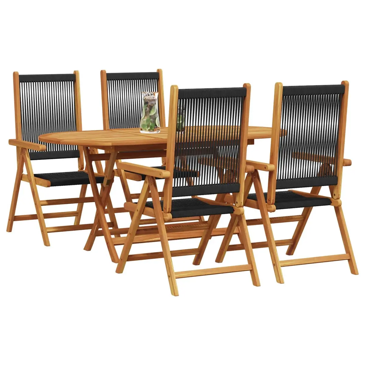 5-Piece Garden Dining Set in Black Acacia