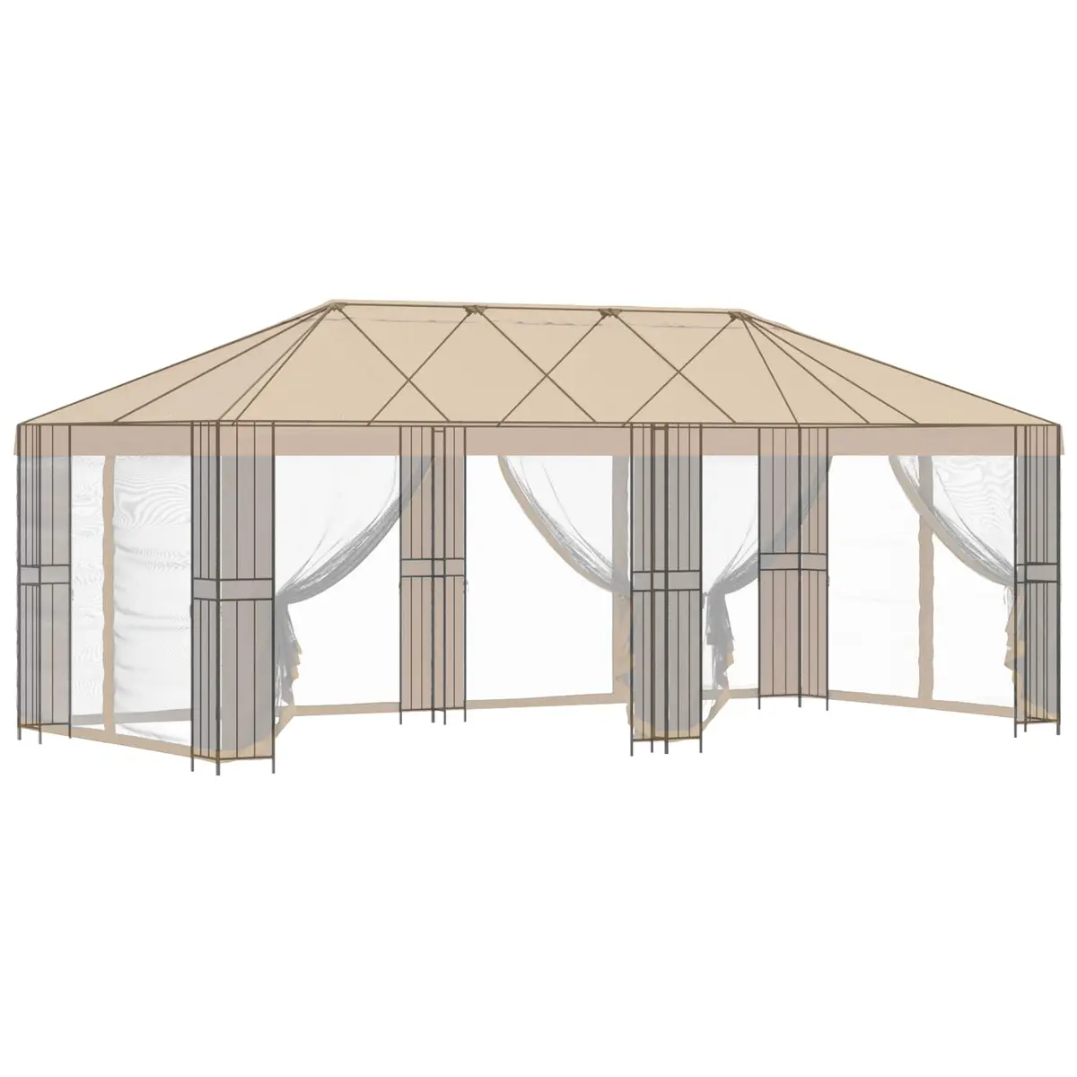 Gazebo Frame Outdoor Garden Canopy 6 x 3 m Steel Structure Black